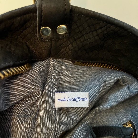 Clare V Black Snake Leather Tote Satchel Bag w/ Shoulder Strap - Picture 4 of 8